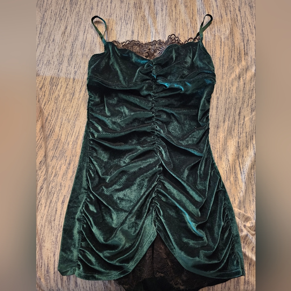 Green Velvet Minidress